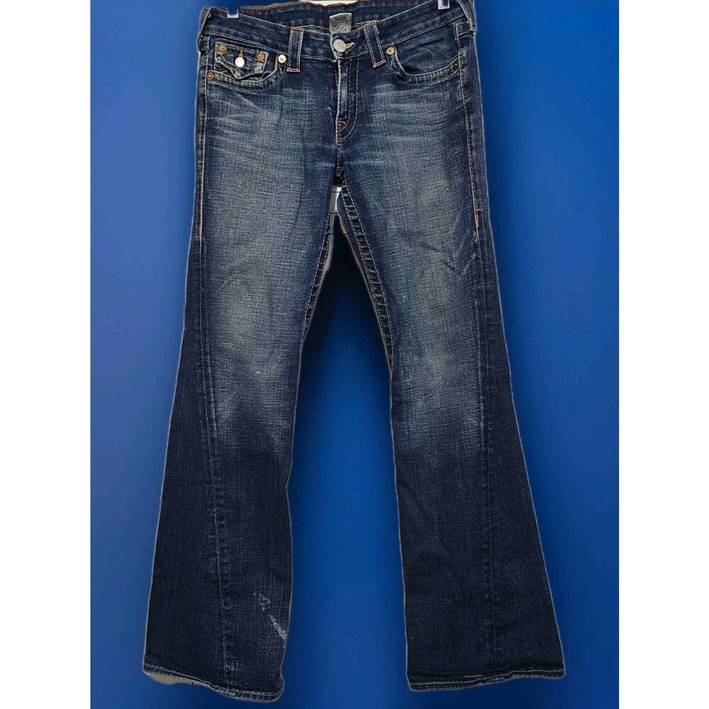 True Religion Joey Twisted Boot Cut Blue Jeans Womens 32 Vintage Made In USA